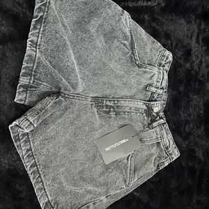 Grey Washed Mom Shorts